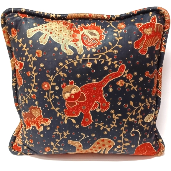 Custom-made Home Decor P. Kaufman China Zoo Cotton Chintz Fabric w/ Wide Piping - Picture 2 of 8